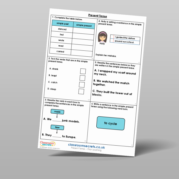 Year 4 Present Tense Prior Learning Resource | Classroom Secrets