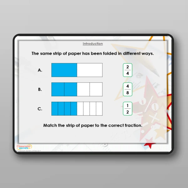 An image of the Equivalent Fractions Modelling PPT Resource