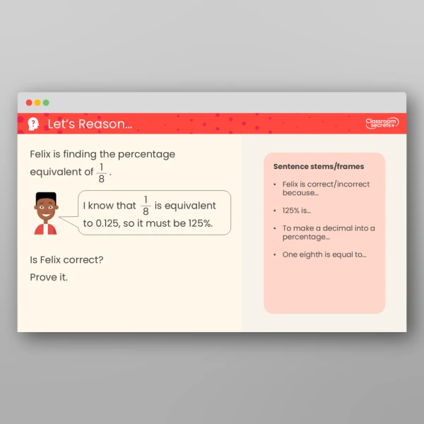 An image of the Equivalent Fractions, Decimals and Percentages Teaching PPT Resource