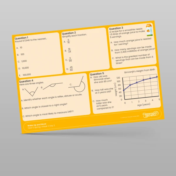 An image of the Spring 1 Week 2 Wake Up and Work Resource