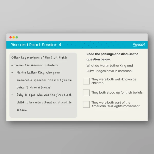 An image of the Rise and Read Rosa Parks Resource