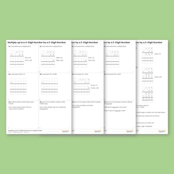 Year 6 Multiply up to a 4-Digit Number by a 2-Digit Number Addition, Subtraction, Multiplication and Division Varied Fluency