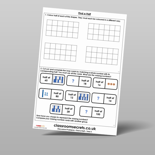 Fractions Year 2 Find A Half Discussion Problem Resource | Classroom ...