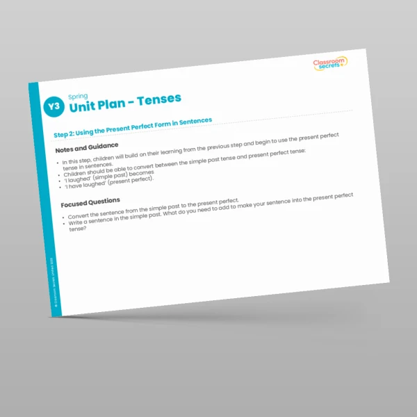 An image of the Tenses Unit Plan Resource
