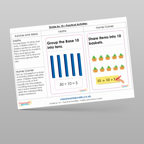 Year 2 Divide By 10 Practical Activities Resource | Classroom Secrets
