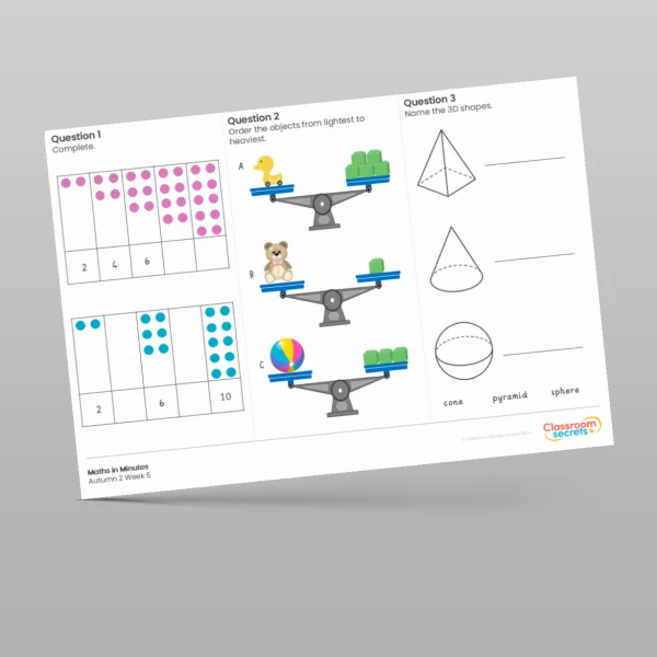 An image of the Autumn 2 Week 5 Maths in Minutes Resource