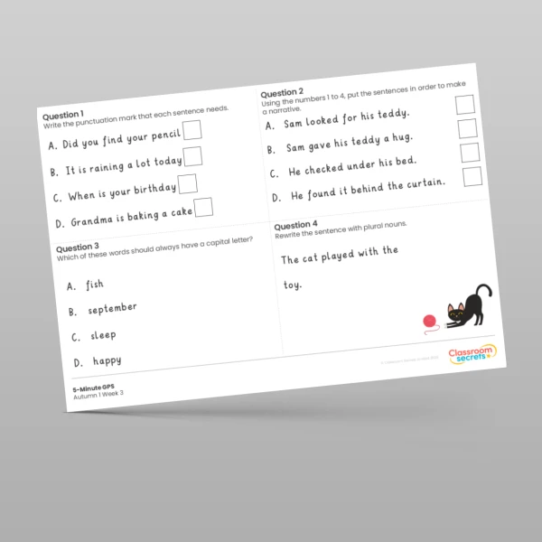 An image of the 5-Minute GPS Autumn 1 Week 3 Resource