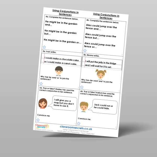 An image of the Using Conjunctions in Sentences Application and Reasoning Resource