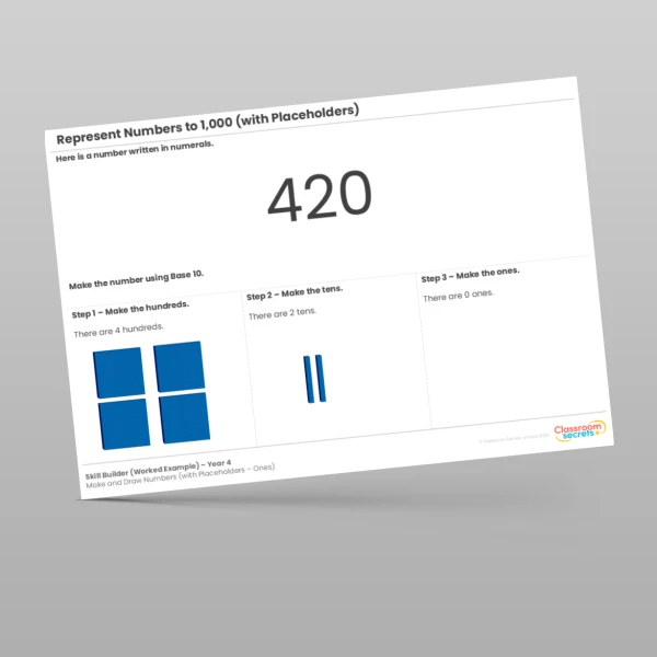 An image of the Represent Numbers to 1,000 Make and Draw Numbers (with Placeholders - Ones) Skill Builder Resource