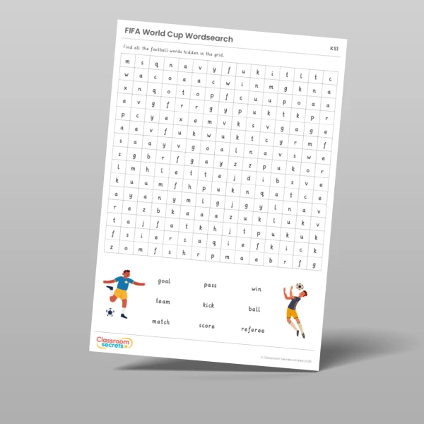 An image of the FIFA World Cup Wordsearch Resource