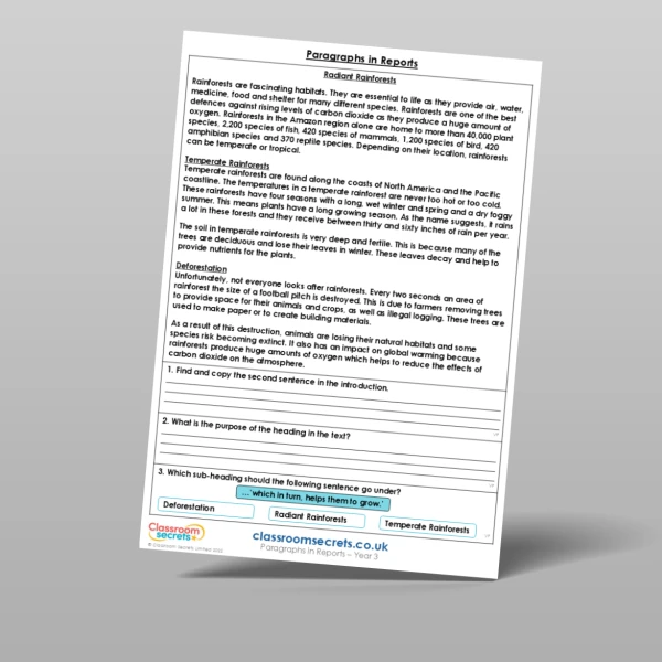 An image of the Paragraphs in Reports Mixed Activity Resource