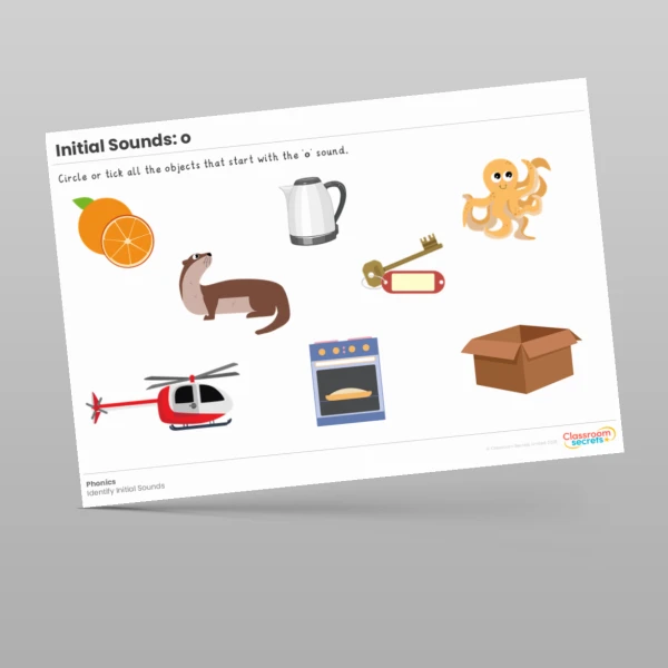 An image of the Initial Sounds Worksheet: o Resource