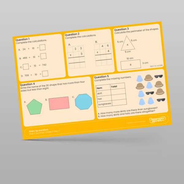 An image of the Summer 1 Week 5 Wake Up and Work Resource