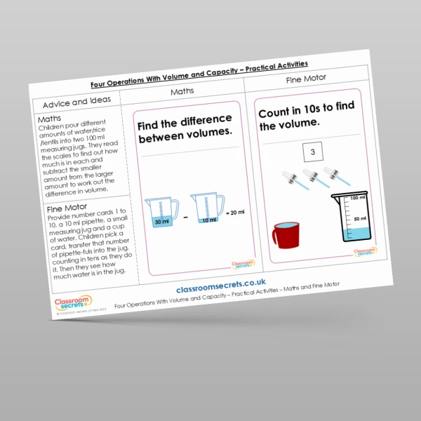 An image of the Four Operations with Volume and Capacity Practical Activities Resource