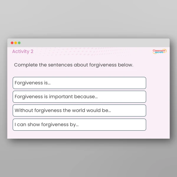 An image of the LKS2 Values - Forgiveness Resource
