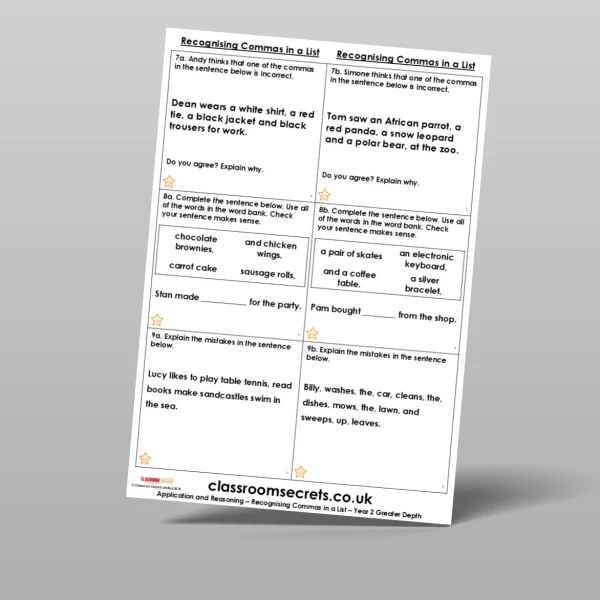 An image of the Free Recognising Commas in a List Application and Reasoning Resource