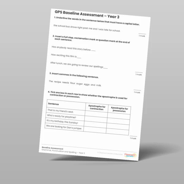 An image of the Baseline GPS Assessment Resource