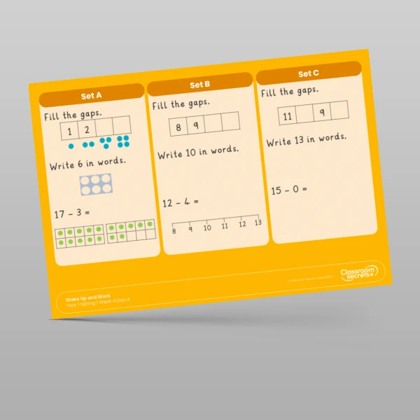 An image of the Spring 1 Week 4 Wake Up and Work Resource