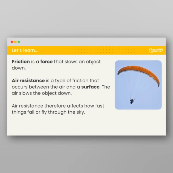An image of the Lesson 3: What is Air Resistance and How Does it Affect Moving Objects? Investigation Resource