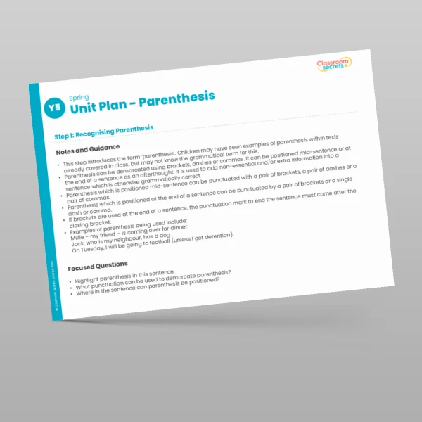 An image of the Parenthesis Unit Plan Resource