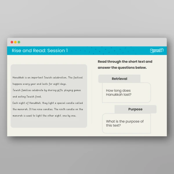 An image of the Rise and Read Hanukkah Resource