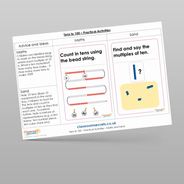 An image of the Tens to 100 Practical Activities Resource