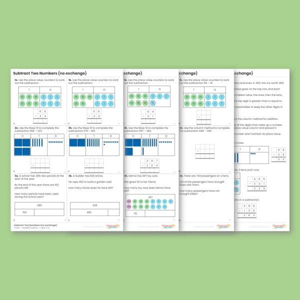 Year 3 Subtract Two Numbers (no exchange) Addition and Subtraction Varied Fluency