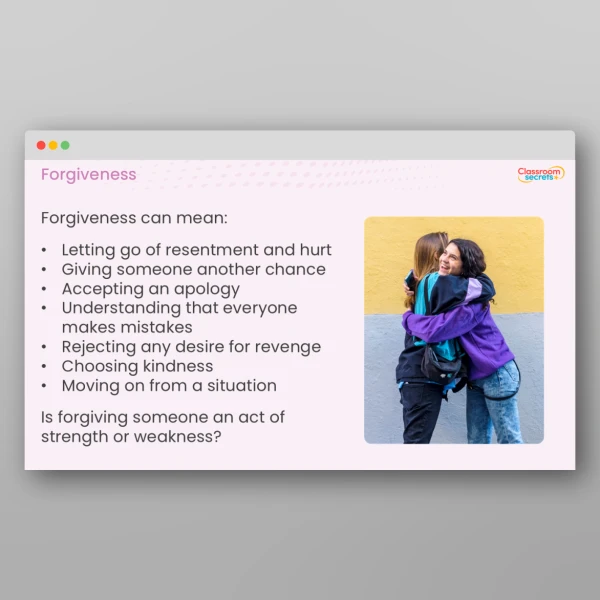 An image of the UKS2 Values - Forgiveness Resource