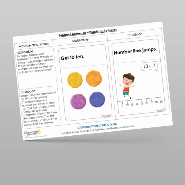 An image of the Subtract Across 10 Practical Activities Resource