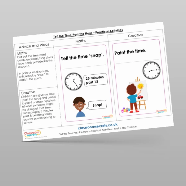 An image of the Tell the Time Past the Hour Practical Activities Resource
