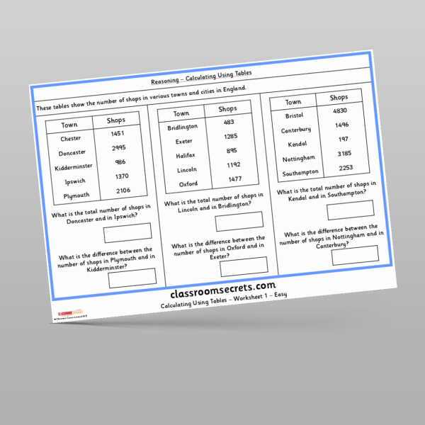 Table Ks2 Example KS2 Calculating Using Tables Reasoning Test Practice Resource ...