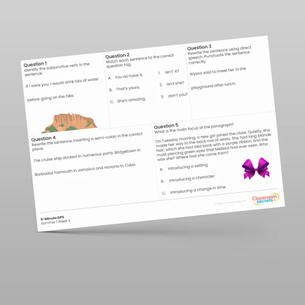 An image of the 5-Minute GPS Summer 1 Week 4 Resource