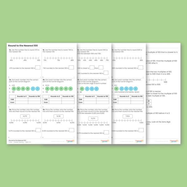 Year 4 Round to the Nearest 100 Varied Fluency