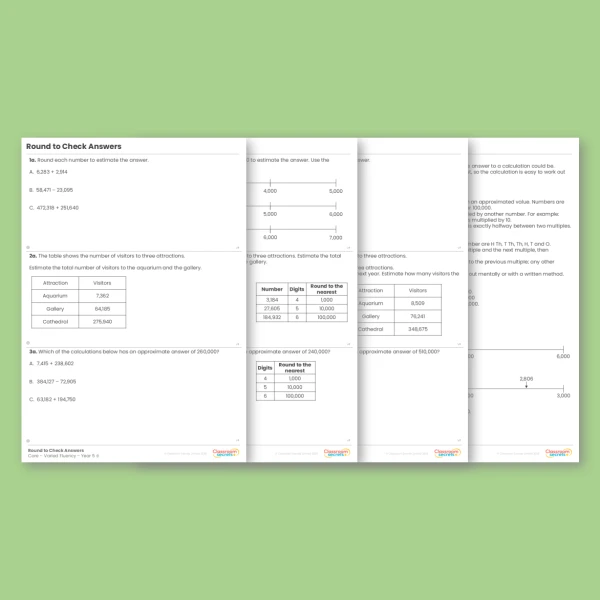 Year 5 Round to Check Answers Addition and Subtraction Varied Fluency