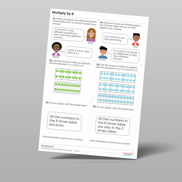 Year 3 Multiply By 8 Reasoning And Problem Solving 2 Resource ...
