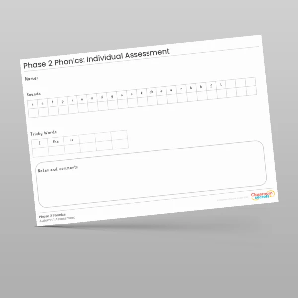 An image of the Phase 2 Phonics Assessment - Autumn 1 Resource