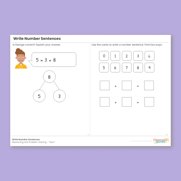 Year 1 Write Number Sentences Addition and Subtraction within 10 Reasoning and Problem Solving