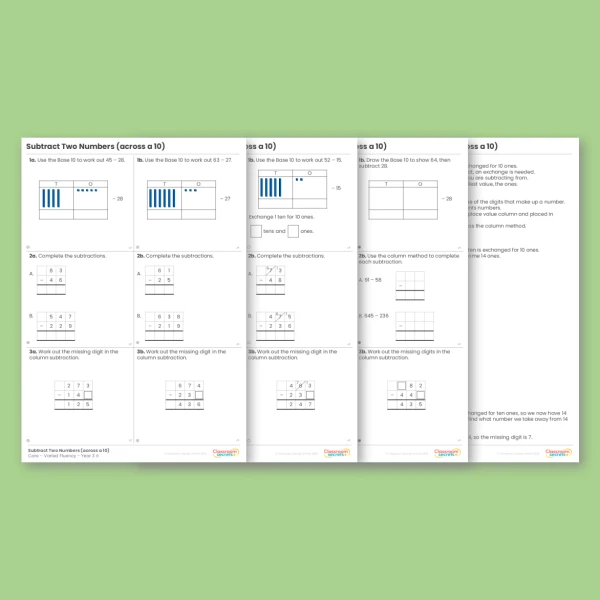 Year 3 Subtract Two Numbers (across a 10) Addition and Subtraction Varied Fluency