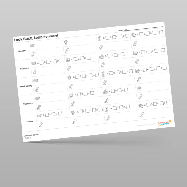 An image of the Look Back, Leap Forward Answer Sheet Resource