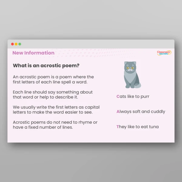 An image of the Acrostic Poems Activity Resource