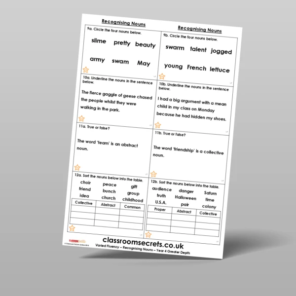 An image of the Free Recognising Nouns Varied Fluency Resource