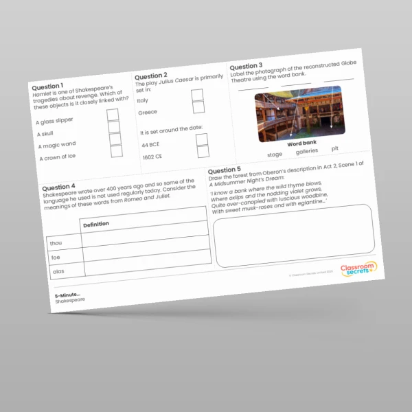 An image of the 5-Minute Shakespeare Resource