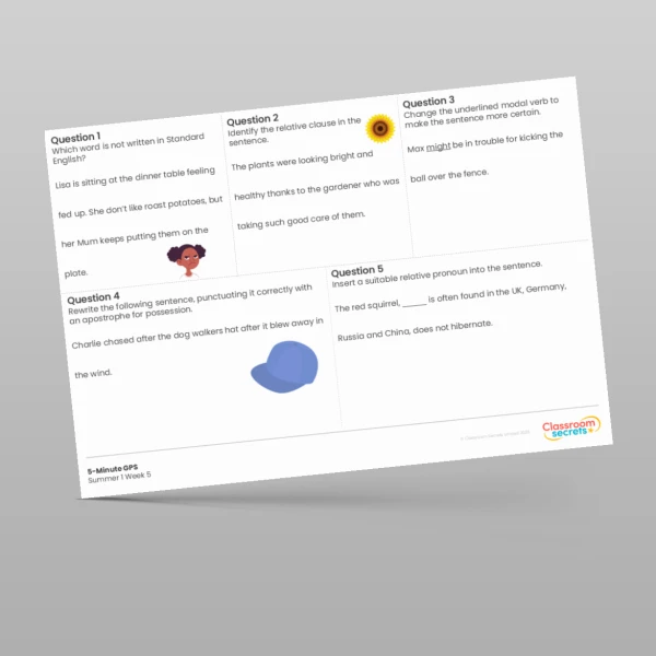 An image of the 5-Minute GPS Summer 1 Week 5 Resource