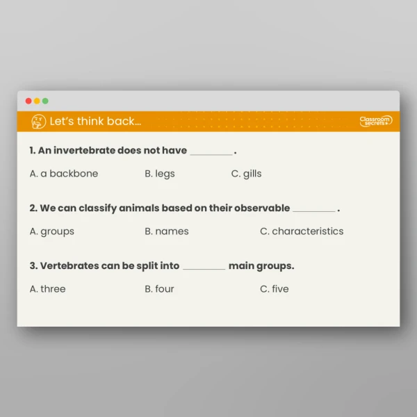 An image of the Lesson 3: How do We Use Classification Keys to Group Animals? Resource