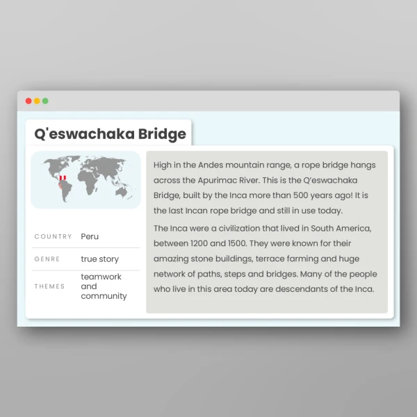 An image of the Around the World in 80 Stories - South America Resource