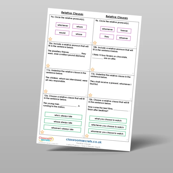 An image of the Free Relative Clauses Varied Fluency Resource