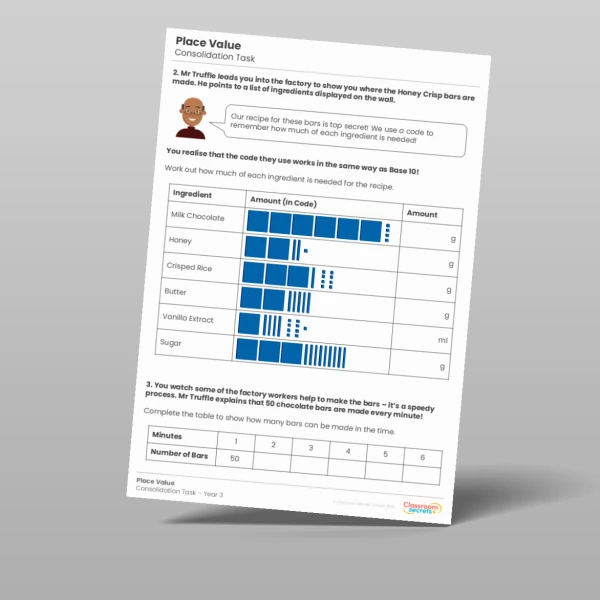 An image of the Place Value Consolidation Task Resource
