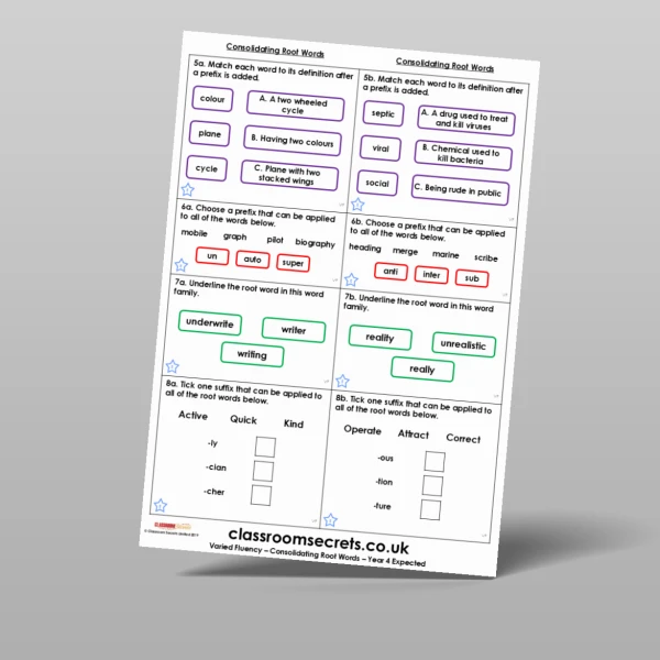 An image of the Consolidating Root Words Varied Fluency Resource