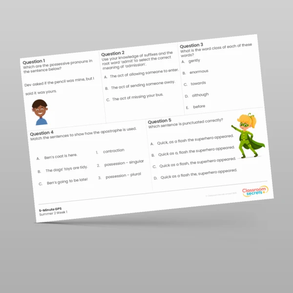 An image of the 5-Minute GPS Summer 2 Week 1 Resource