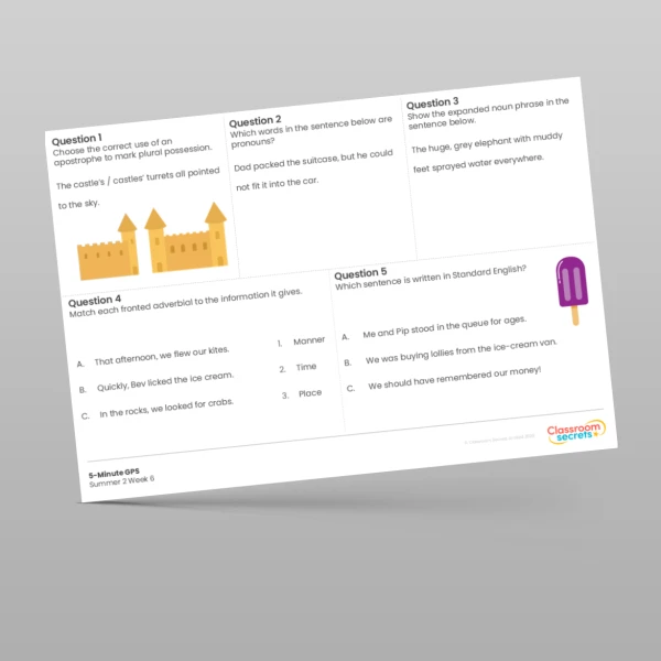 An image of the 5-Minute GPS Summer 2 Week 6 Resource